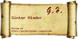 Ginter Hiador névjegykártya